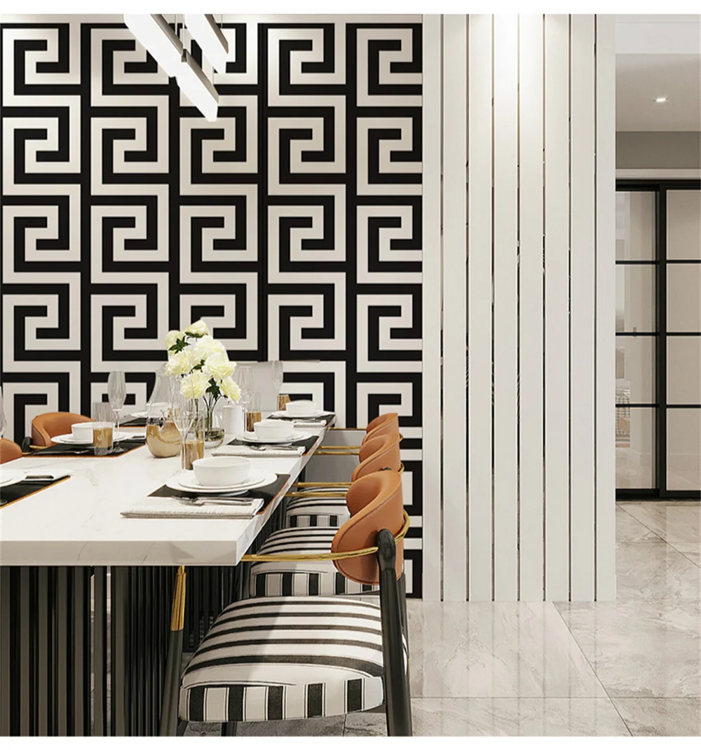 10M Geometric Wall Papers Black Grey Luxury Satin Effect Large Greek Key Wallpaper Living Room Background Decor
10M Geometric Wall Papers Black Grey Luxury Satin Effect Large Greek Key Wallpaper Living Room Background Decor