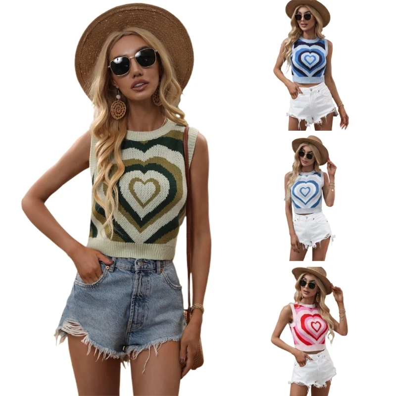 Women Crew Neck Knit Tops Sexy Ribbed Colorful Heart Summer Sweater Tanks Drop shipping
Women Crew Neck Knit Tops Sexy Ribbed Colorful Heart Summer Sweater Tanks Drop shipping