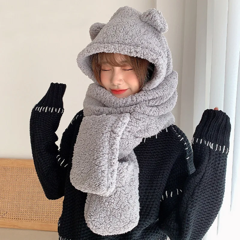 Cute Bear Ear Hat Scarf Gloves Set Winter Women Beanies Caps Warm Casual Plush Hats Casual Solid Fleece Girl Kawaii Present
Cute Bear Ear Hat Scarf Gloves Set Winter Women Beanies Caps Warm Casual Plush Hats Casual Solid Fleece Girl Kawaii Present