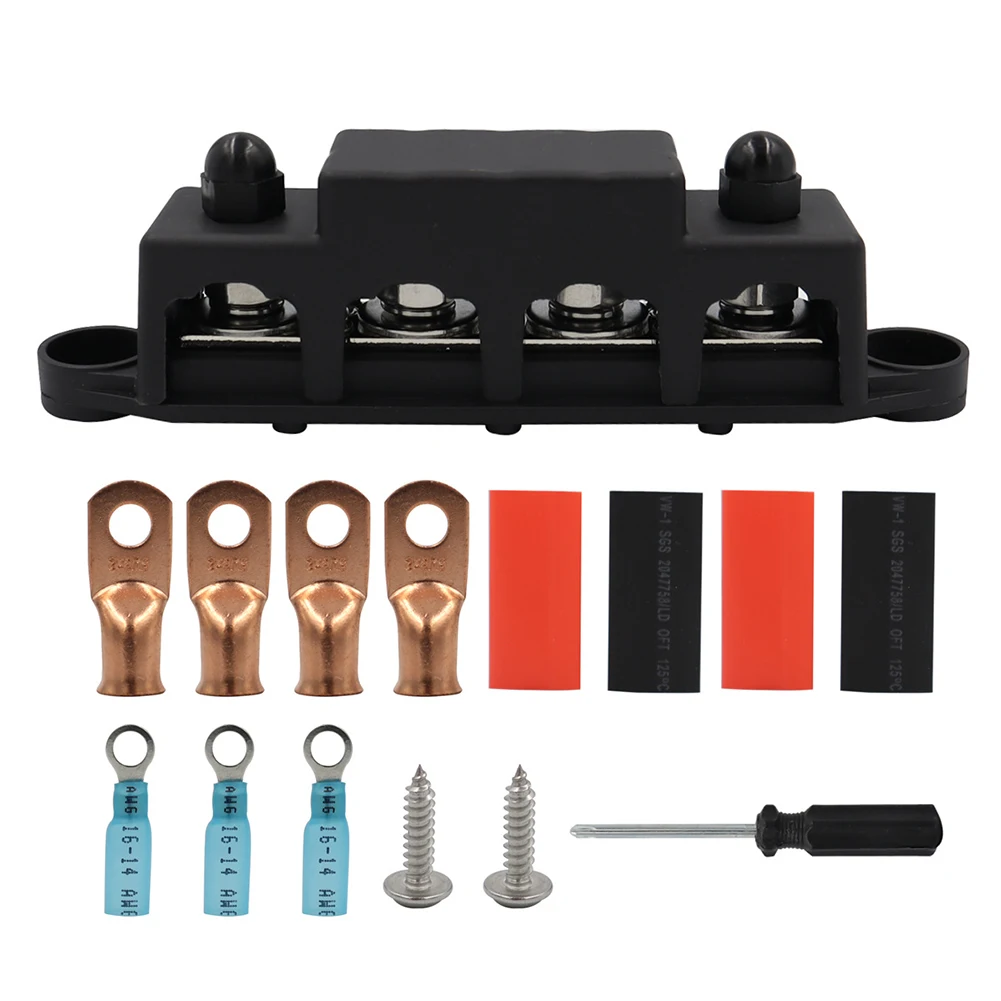 For RVs Ships Wires Terminal Stud Power Screw Terminal Zinc Alloy 250A 4 Post 4 X M8(5/16in) 48V DC ABS Black&red
For RVs Ships Wires Terminal Stud Power Screw Terminal Zinc Alloy 250A 4 Post 4 X M8(5/16in) 48V DC ABS Black&red