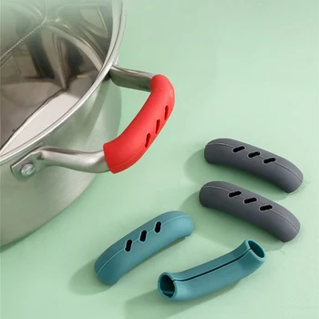 Silicone Heat Resistant Pot Handle CoverPan Handle Protective Rubber Cover Anti-Scalding Non-Slip Clip Kitchen Gadgets