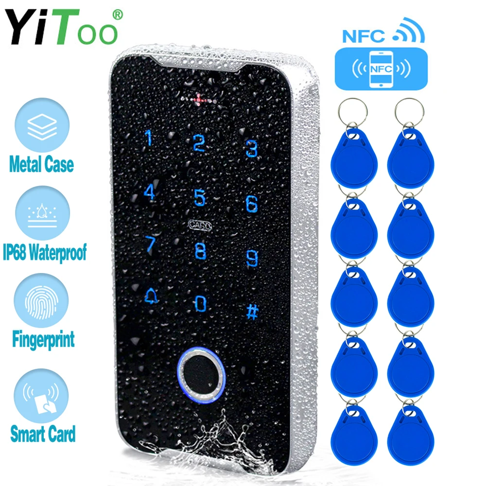 YiToo Fingerprint RFID Keypad IP68 Outdoor Waterproof Access Control Metal Case Wiegand 26 Door Opener NFC Mobile Phone Unlock
YiToo Fingerprint RFID Keypad IP68 Outdoor Waterproof Access Control Metal Case Wiegand 26 Door Opener NFC Mobile Phone Unlock