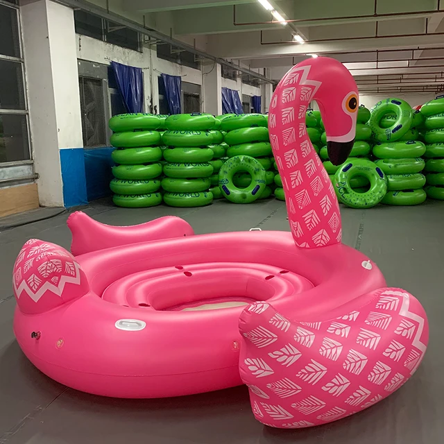 

Factory spot promotion! 4 Person Huge Lake Pink Party Raft Inflatable Water Flamingo Peacock Pool Float Island For Water