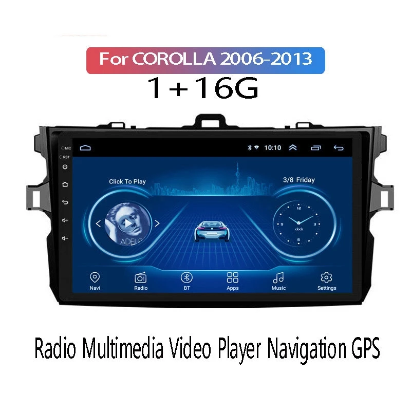 

Автомагнитола, мультимедийный видеоплеер, навигация GPS для Toyota Corolla 10 E140 E150 2006 - 2013 1 + 16G, автомобильная стереосистема 2Din