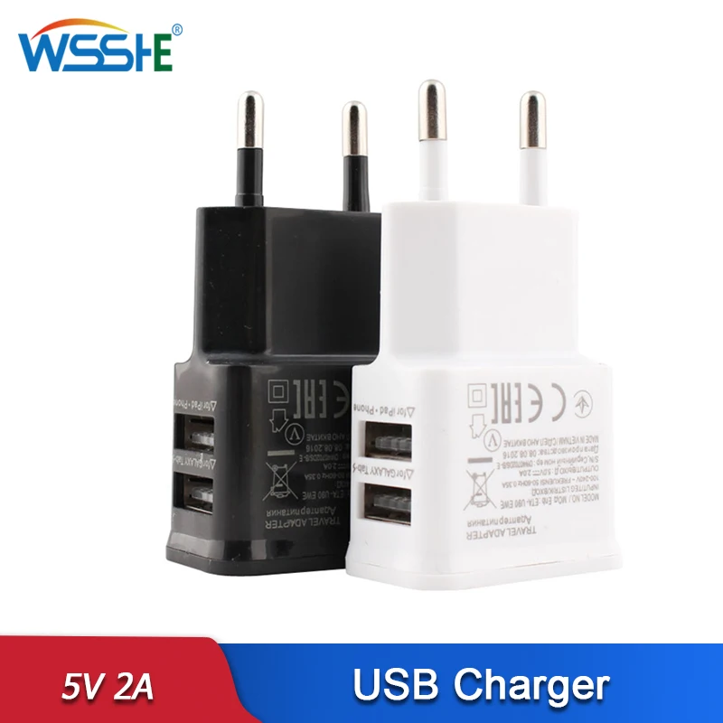 

USB Charger 5V 2A EU Plug Wall Portable Mobile Phone Chargers Mini Travel AC Power Supply Adapter For Samsung Iphone Xiaomi