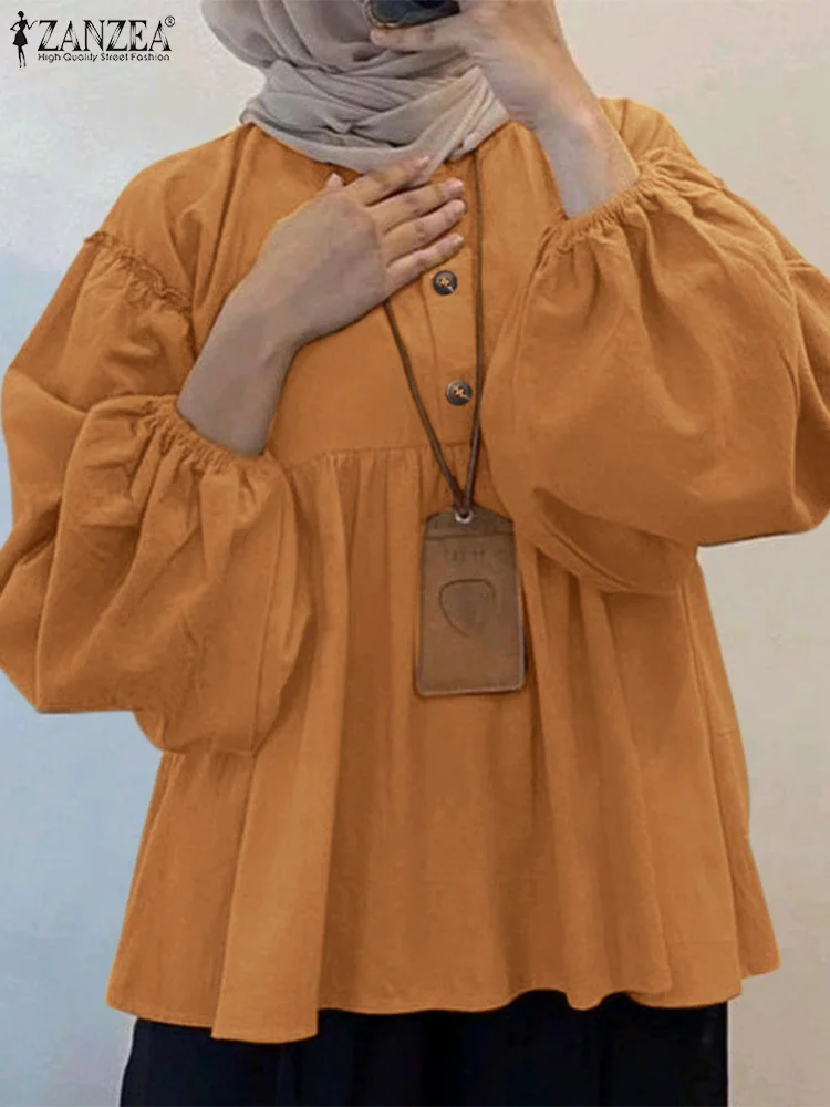 ZANZEA Muslim Woman Solid Color Shirts Spring Puff Sleeve Tops Stylish Blouse Vintage Casual Chemise Ramadan Abaya Hijab Blusas
ZANZEA Muslim Woman Solid Color Shirts Spring Puff Sleeve Tops Stylish Blouse Vintage Casual Chemise Ramadan Abaya Hijab Blusas