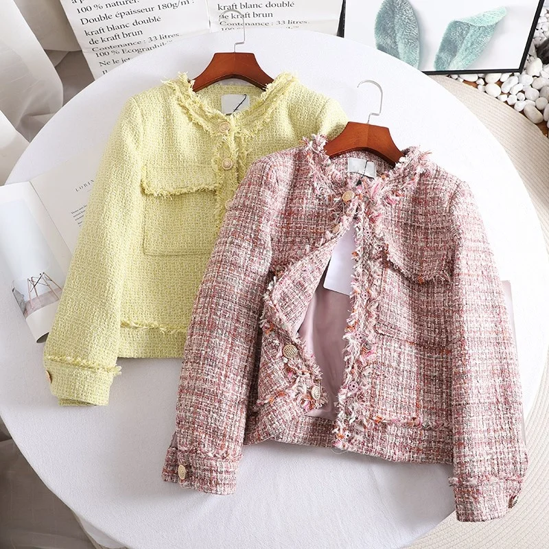 Spring 2023 Autumn New Sweet Tassel Pink Yellow Loose Medium Tweed Coat Women O-Neck Ladies Woolen Jacket
Spring 2023 Autumn New Sweet Tassel Pink Yellow Loose Medium Tweed Coat Women O-Neck Ladies Woolen Jacket