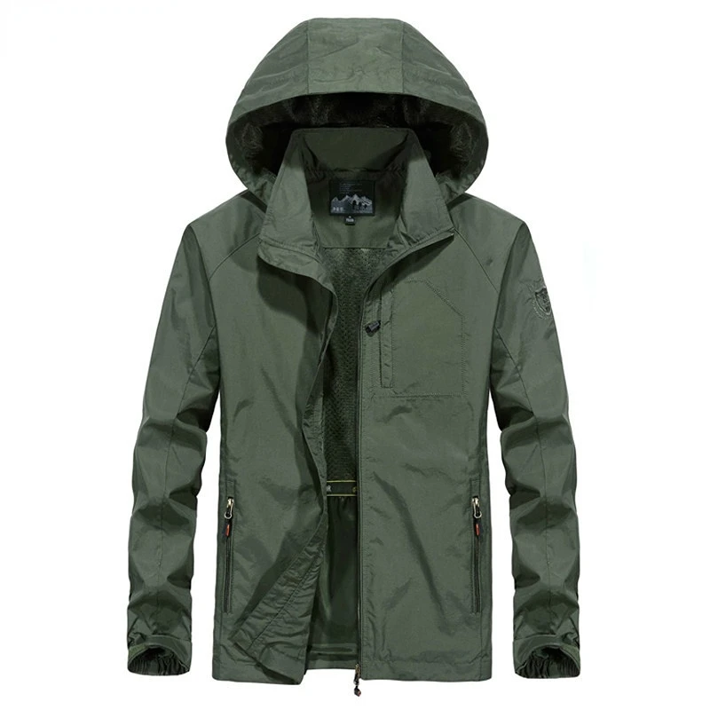 

Autumn Men Thin Jacket Male Casual Overcoat Army Tactics Windbreaker Jacket Mens Waterproof Breathable Hooded Sportswear M~6XL