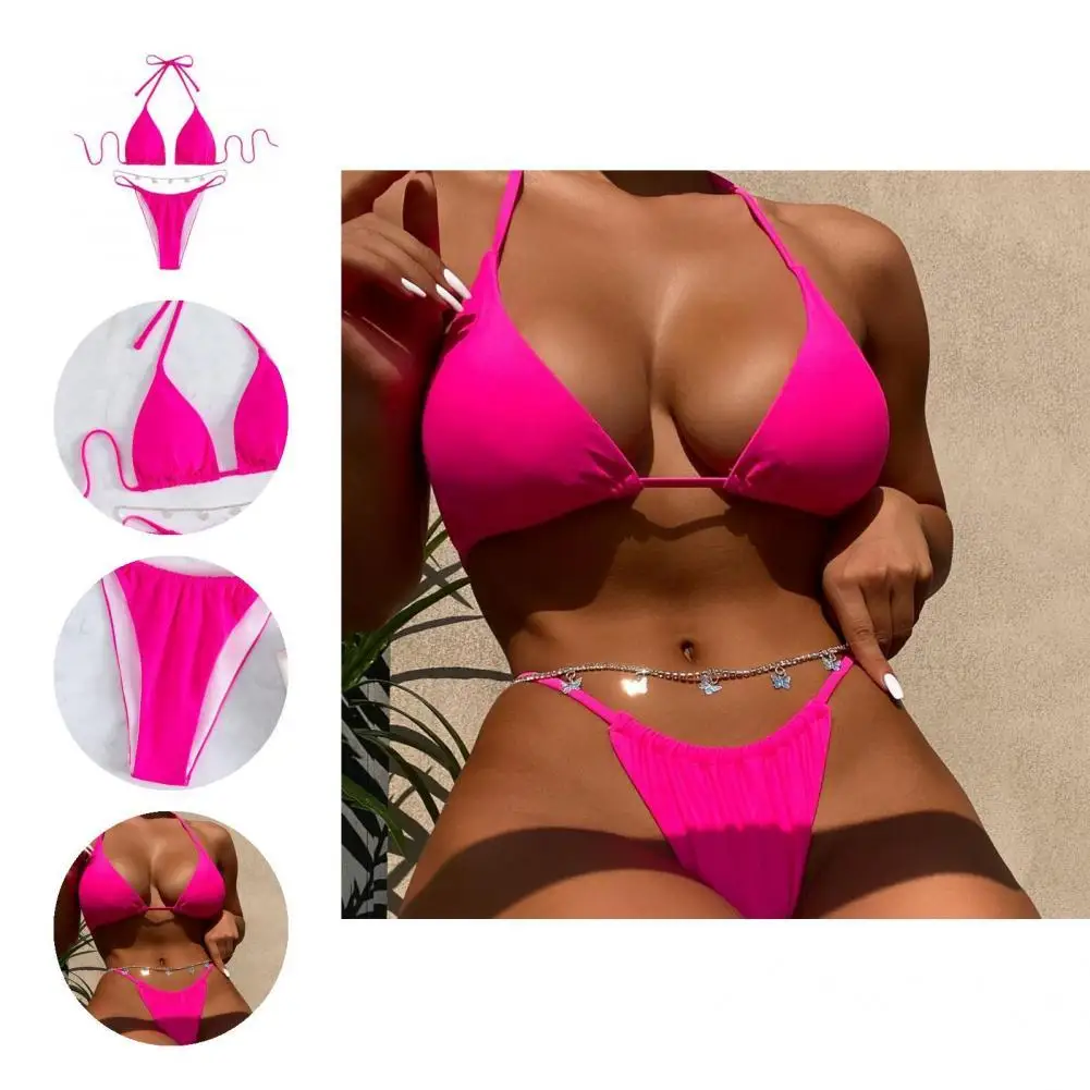 Solid Color 2 Pcs/Set Trendy Butterfly Pendant Summer Bikini Set Pure Colors Bikini Set Tong for Vacation
Solid Color 2 Pcs/Set Trendy Butterfly Pendant Summer Bikini Set Pure Colors Bikini Set Tong for Vacation