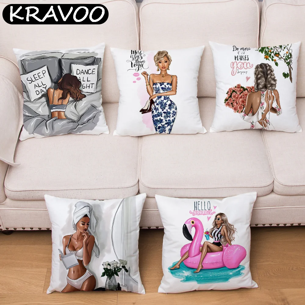Cute Cartoon Fashion Sexy Girl Cushion Cover Pillowcase Decor Print For Sofa Car Home Pillow Case 45x45cm Funda Cojín Cojines
Cute Cartoon Fashion Sexy Girl Cushion Cover Pillowcase Decor Print For Sofa Car Home Pillow Case 45x45cm Funda Cojín Cojines