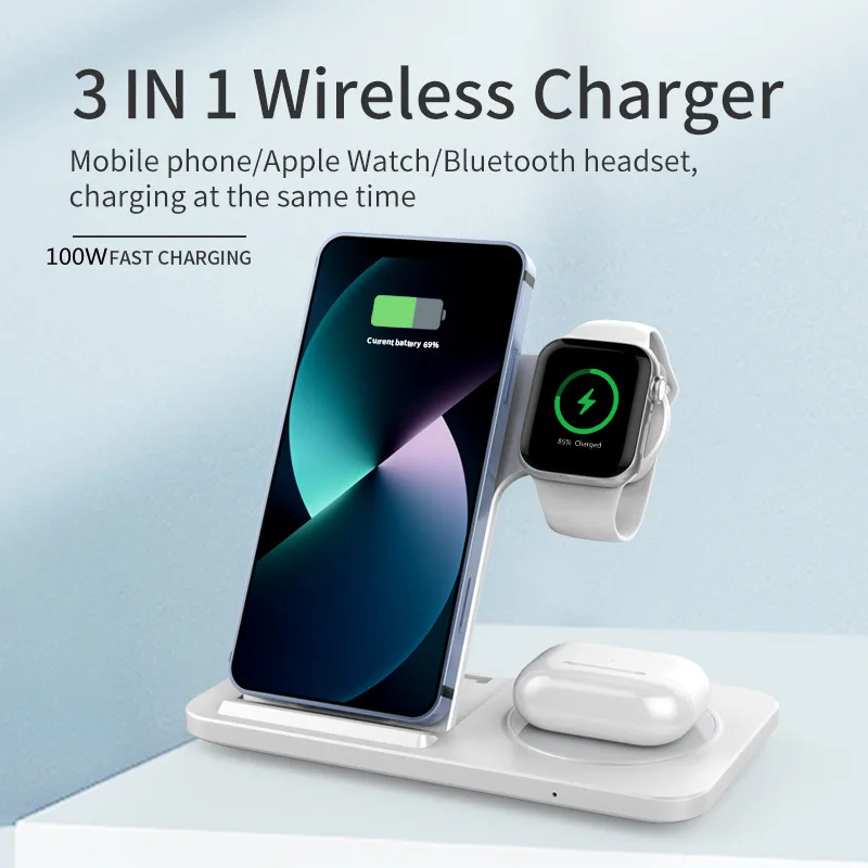 100W Fast Wireless Charger Stand For iPhone 14 13 12 11 8 Apple Watch 3 in 1 Foldable Charging Station for Airpods Pro iWatch 
100W Fast Wireless Charger Stand For iPhone 14 13 12 11 8 Apple Watch 3 in 1 Foldable Charging Station for Airpods Pro iWatch