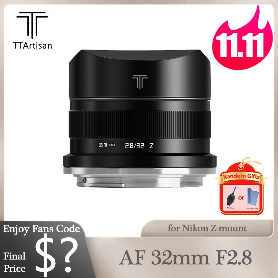 TTArtisan 32mm F2.8 AF Full Frame Lens Compatible with Nikon Zfc Z5 Z6 Z6II Z7 Z7II Z50 Z9
TTArtisan 32mm F2.8 AF Full Frame Lens Compatible with Nikon Zfc Z5 Z6 Z6II Z7 Z7II Z50 Z9