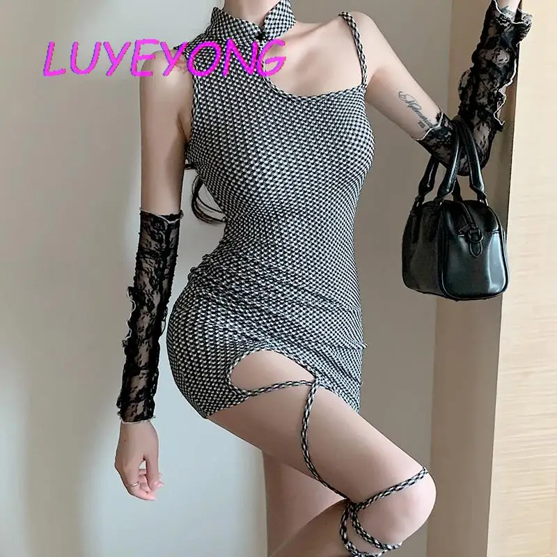 Женское платье с открытыми плечами без рукавов, весенние женские клетчатые ажурные облегающие винтажные платья, женское сексуальное мини-п... 
Женское платье с открытыми плечами без рукавов, весенние женские клетчатые ажурные облегающие винтажные платья, женское сексуальное мини-п...