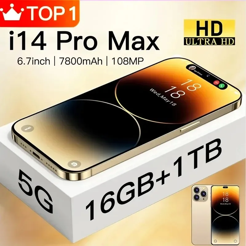 

Смартфон i15 Pro Max 6,7 HD Android, разблокированные мобильные телефоны 4G/телефон, двойная Sim-карта, 7800 мАч, 16 ГБ + 1 ТБ, сотовые телефоны 48 Мп + Мп, сотовые телефоны