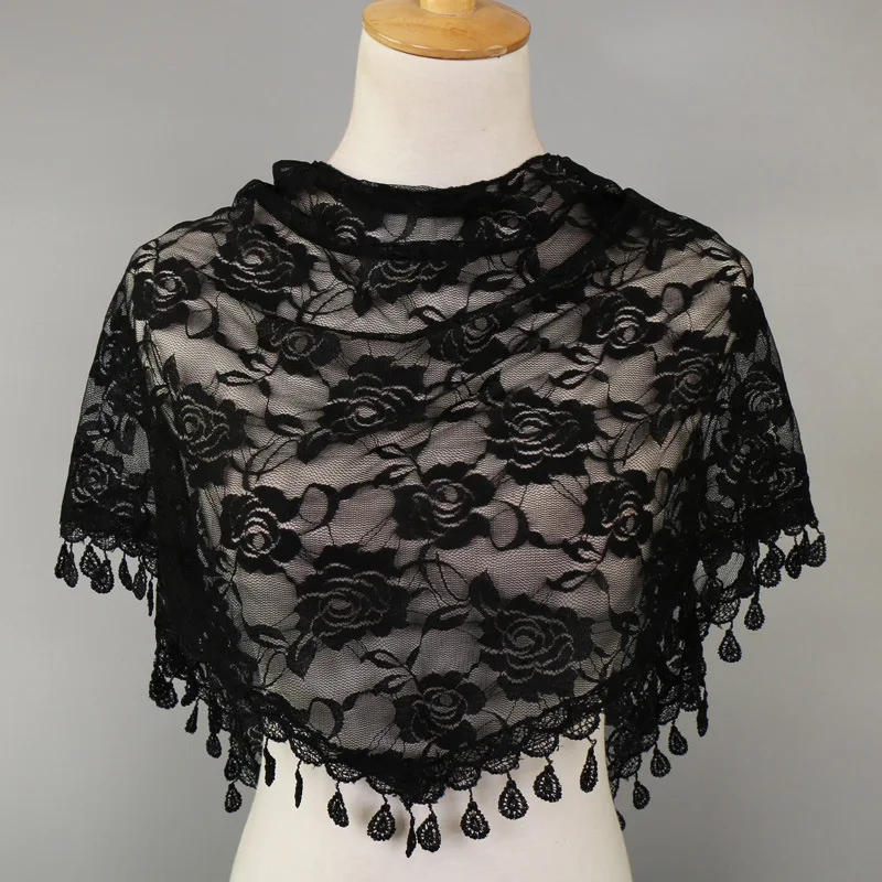 Rose Embroidered Lace Scarf Solid Color Hollow Shawl Fashion Women's Triangle Scarf With Tassel Pendant Female Veil Bandana
Rose Embroidered Lace Scarf Solid Color Hollow Shawl Fashion Women's Triangle Scarf With Tassel Pendant Female Veil Bandana