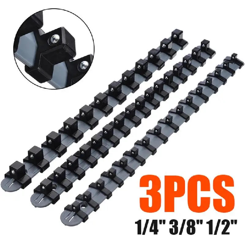 UYANGG Socket Tool Storage Holder Wall Mounted Organizer Shelf Stand Socket Tray Rail Holder Clips Set 3Size 1/4" 3/8" 1/2
UYANGG Socket Tool Storage Holder Wall Mounted Organizer Shelf Stand Socket Tray Rail Holder Clips Set 3Size 1/4" 3/8" 1/2