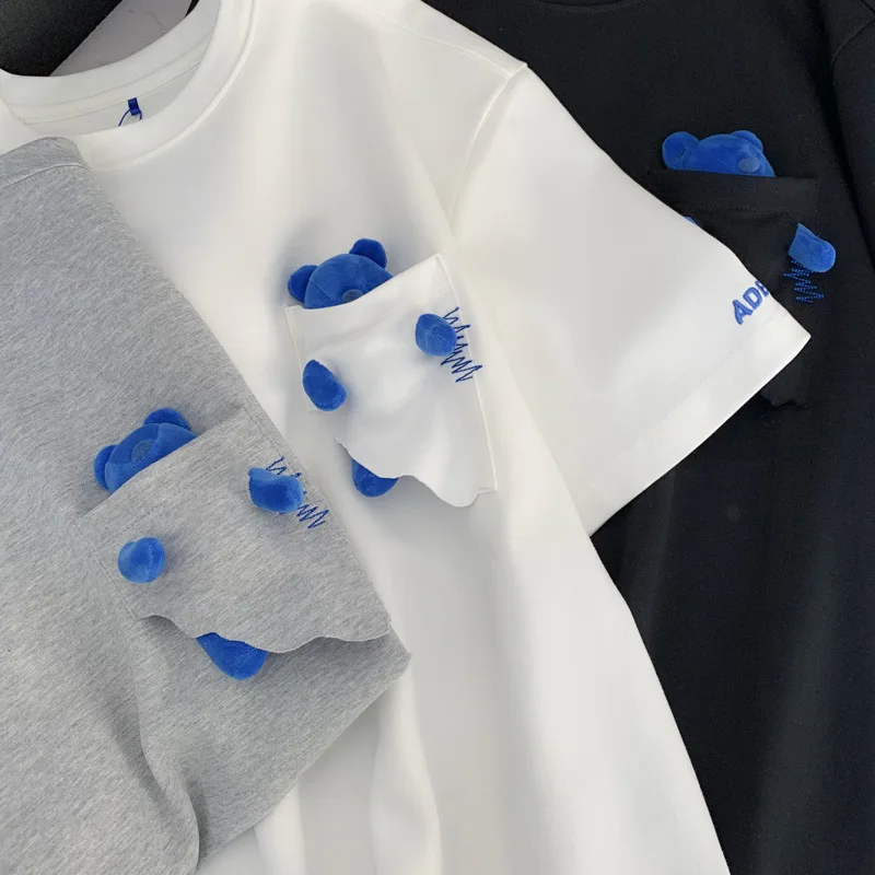 Pocket Bear Tide Brand Cute T-Shirt Summer New High Street Casual Versatile Couple Half Sleeves Unisex
Pocket Bear Tide Brand Cute T-Shirt Summer New High Street Casual Versatile Couple Half Sleeves Unisex