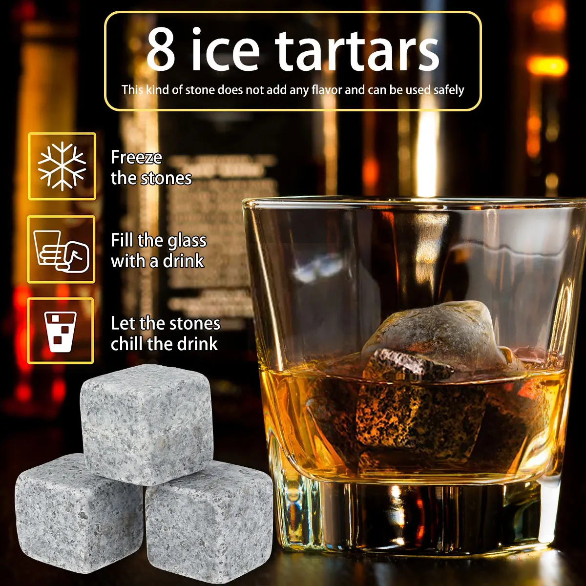 Whiskey Stones Gift Set - 8 Granite Chilling Stones Whisky Rocks - Reusable Ice Cubes With Wooden Pallet - Best Drinking Gift
Whiskey Stones Gift Set - 8 Granite Chilling Stones Whisky Rocks - Reusable Ice Cubes With Wooden Pallet - Best Drinking Gift