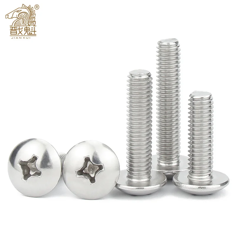 

5-50pcs 304 (A2-70) Stainless Steel Phillips Braguero Flat Head Large Round Cross Bolt M2 M2.5 M3 M4 M5 M6 M8 length 3~80mm