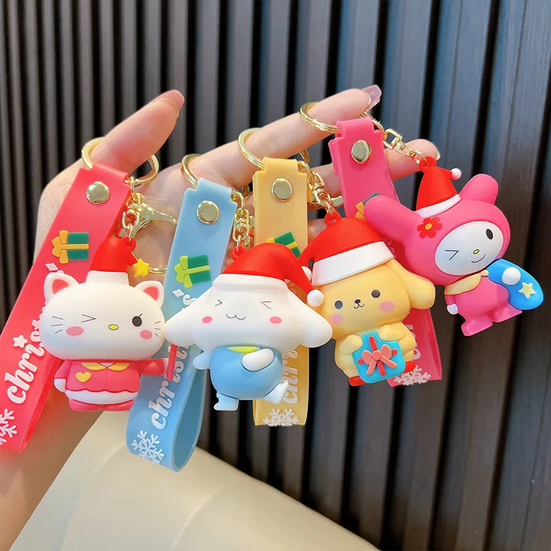 

Sanrio Hello Kitty Cinnamoroll Kuromi My Melody Keroppi Cute Cartoon Christmas Doll Keychain Pendant Kawaii Periphery Toy Gifts