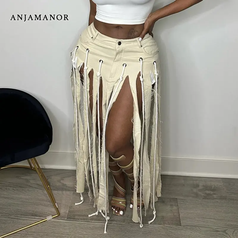 ANJAMANOR Irregular Tassel Long Maxi Skirts Fashion 2023 Streetwear Womens Summer Skirt High Waist Sexy Bottoms D82-DH43
ANJAMANOR Irregular Tassel Long Maxi Skirts Fashion 2023 Streetwear Womens Summer Skirt High Waist Sexy Bottoms D82-DH43