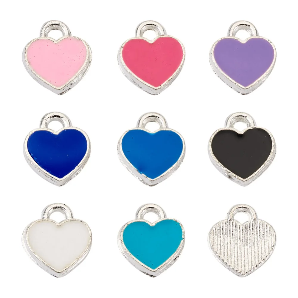 

1 Box Love Heart Zinc Alloy Enamel Pendants Drop Oil Colorful Tiny Charms For Valentines Gift DIY Jewelry Making Accessories