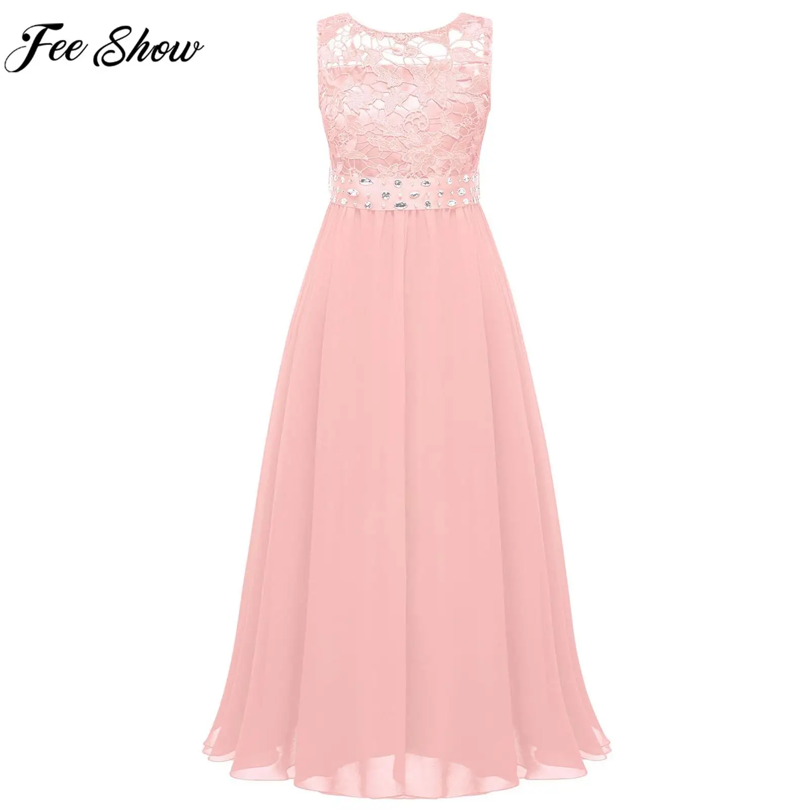 Kids Sleeveless Elegant Chiffon Lace Party Dress Wedding Flower Girls Birthday Evening Prom Princess Dresses with Beaded Sash
Kids Sleeveless Elegant Chiffon Lace Party Dress Wedding Flower Girls Birthday Evening Prom Princess Dresses with Beaded Sash