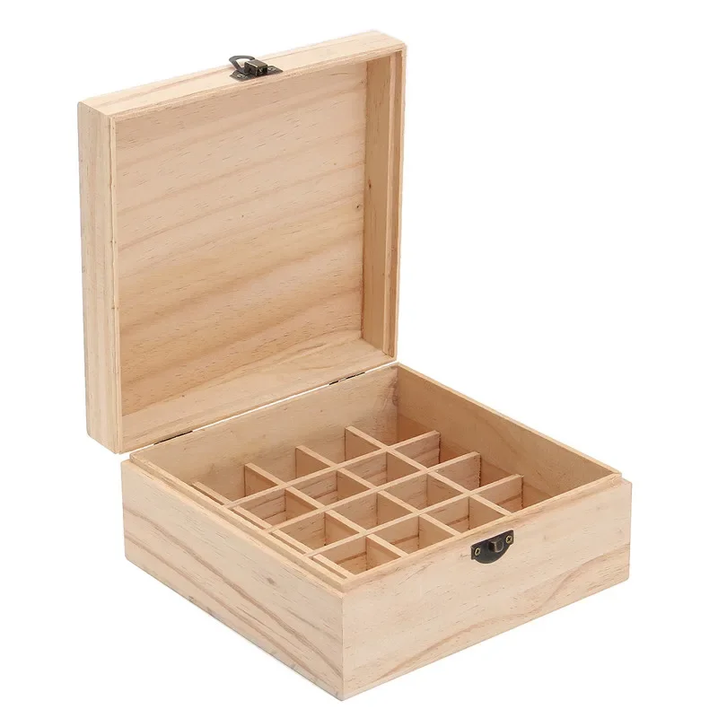 

25 Slots Wooden Essential Oil Storage Box Aromatherapy Container Carry Organizer Essential Oil Bottles Storage Box Case