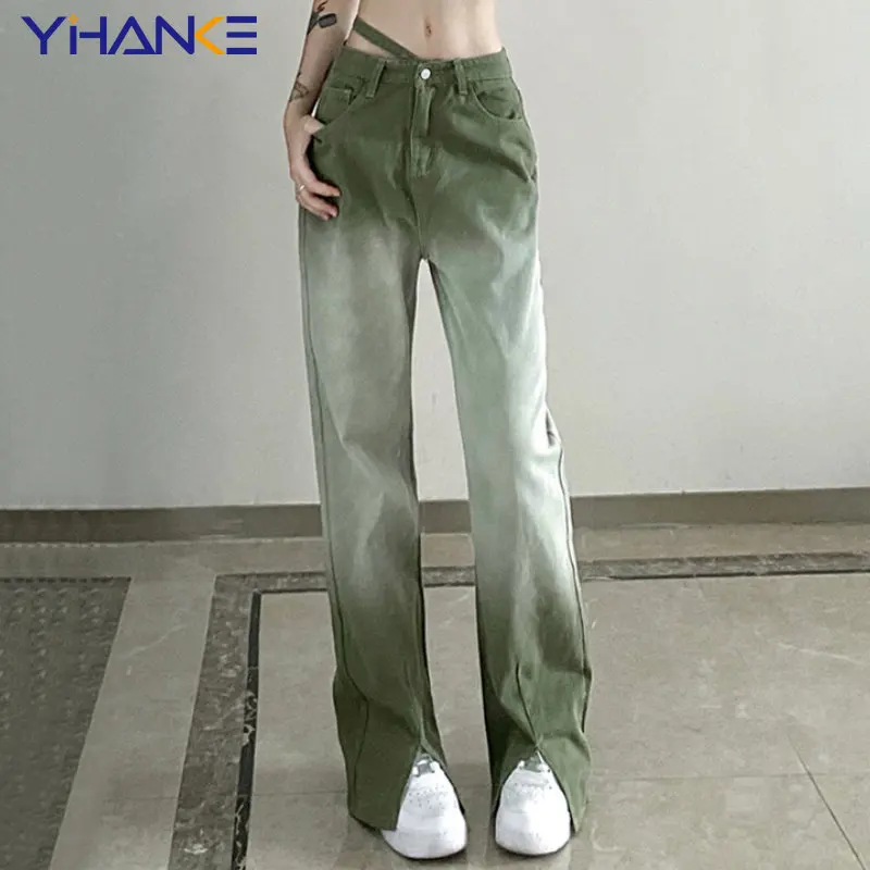 Gradient Green High Waist Cutout Jeans Retro Wide Leg Pants Street Leisure Loose Straight Jeans Ladies Y2K Jeans Streetwear
Gradient Green High Waist Cutout Jeans Retro Wide Leg Pants Street Leisure Loose Straight Jeans Ladies Y2K Jeans Streetwear
