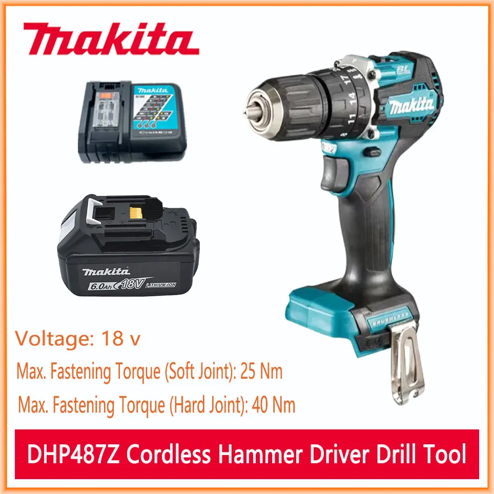 

Makita DHP487Z DHP487 Cordless Hammer Driver Drill 18V LXT Brushless Motor Impact Electric Screwdriver Variable Speed Power Tool