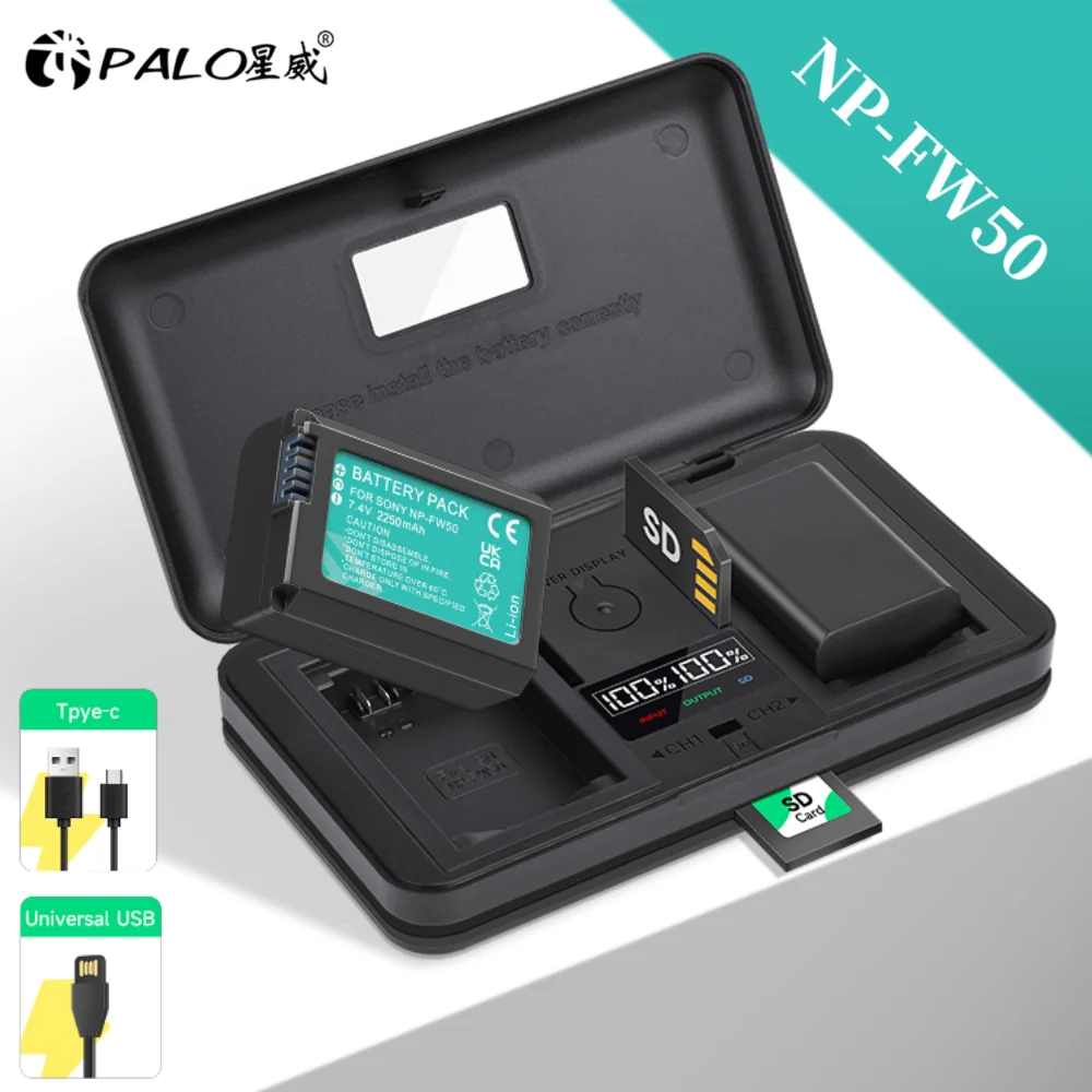 PALO NP-FW50 NP FW50 Battery + Card Reader Fast Charger Box for Sony A6000 A6400 A6300 A6500 A7 A7II A7RII A7SII A7S A7S2 A7R
PALO NP-FW50 NP FW50 Battery + Card Reader Fast Charger Box for Sony A6000 A6400 A6300 A6500 A7 A7II A7RII A7SII A7S A7S2 A7R