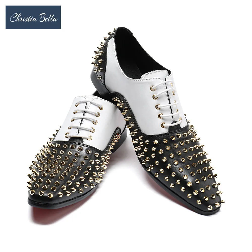 Christia Bella Designer Rivet Genuine Leather Men Oxford Shoes Nightclub Party Men Lace-up Shoes Large Size Fashion Men Shoes
Christia Bella Designer Rivet Genuine Leather Men Oxford Shoes Nightclub Party Men Lace-up Shoes Large Size Fashion Men Shoes