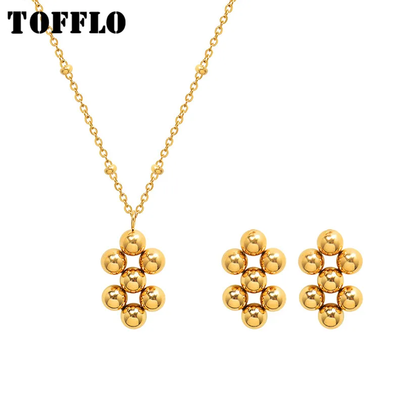 TOFFLO Stainless Steel Jewellery Geometric Steel Ball Necklace Earrings Women's Fashion Simple Suit BSP039-F061
TOFFLO Stainless Steel Jewellery Geometric Steel Ball Necklace Earrings Women's Fashion Simple Suit BSP039-F061