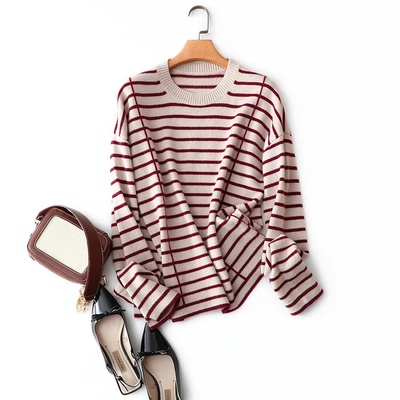 Striped Cashmere Sweater Women 2022 New Autumn Winter Warm High Quality Loose-fitting Casual Casaco Feminino Tops
Striped Cashmere Sweater Women 2022 New Autumn Winter Warm High Quality Loose-fitting Casual Casaco Feminino Tops