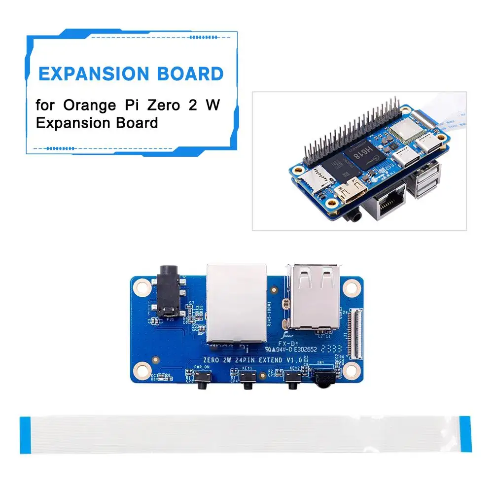 

For Orange Pi Zero 2 W Expansion Board 24pin Interface Audio USB2.0 Output TVout Ethernet 100M Functio Expand Reception Inf S9D4