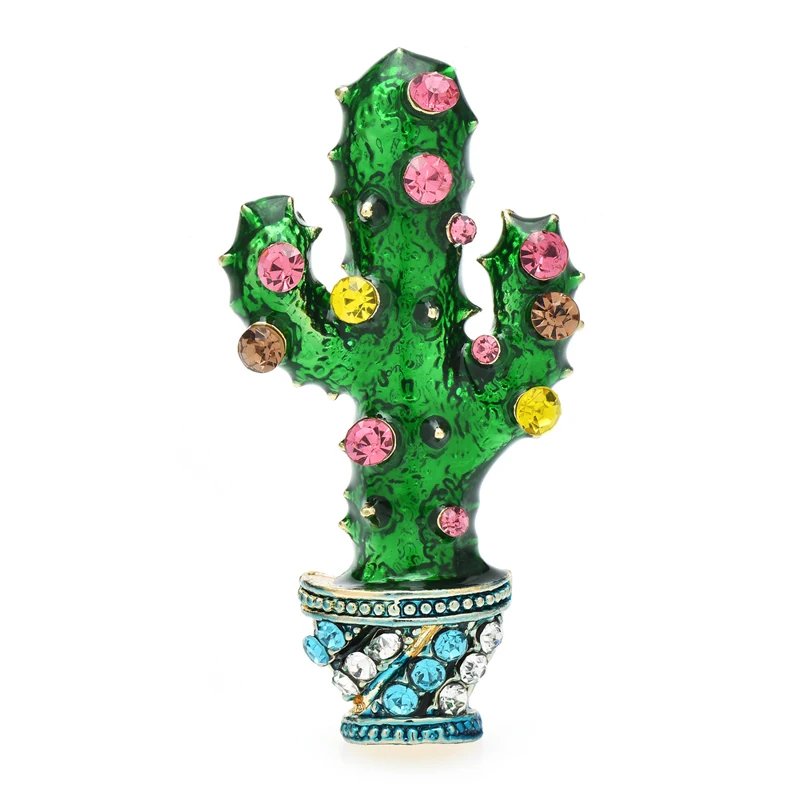 

Wuli&baby Green Cactus Brooches For Women Unisex Enamel Cute Plants Party Casual Brooch Pin Gifts