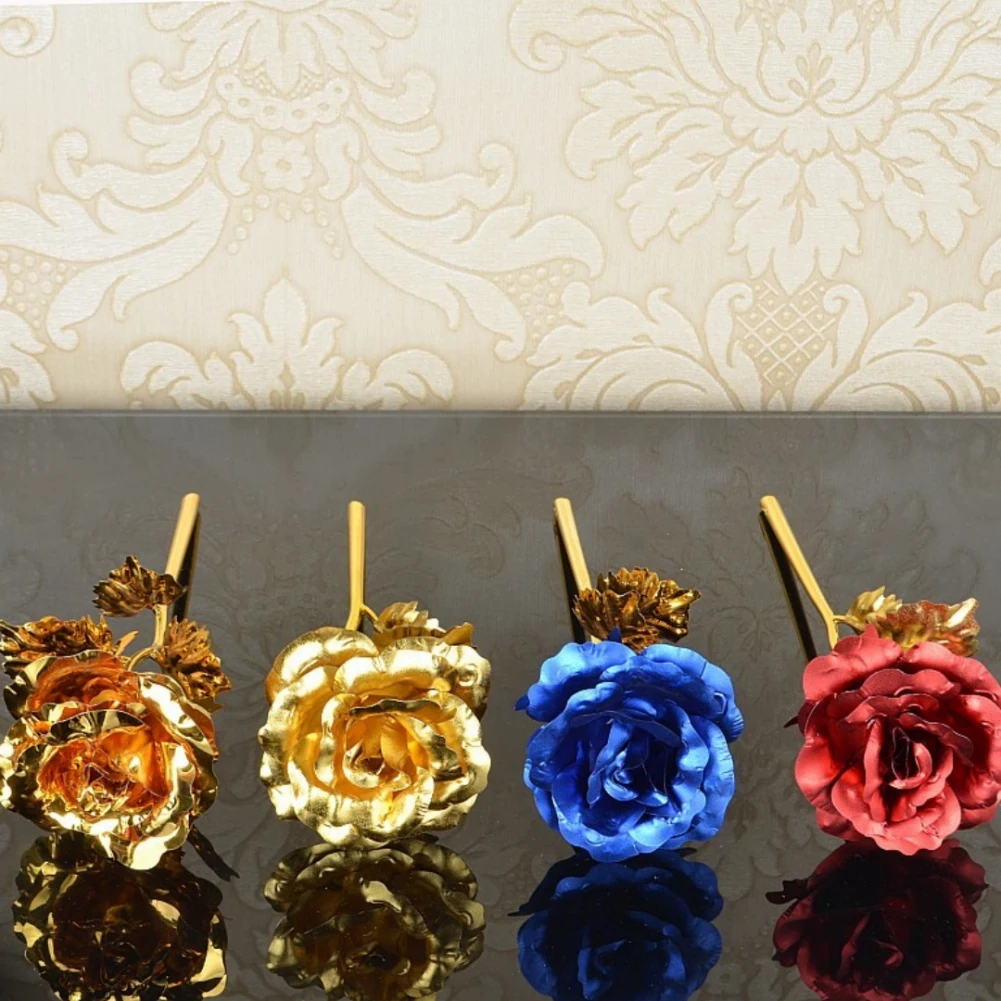 

Valentine's Day Creative Gift 24K Foil Plated Rose Gold Rose Lasts Forever Love Wedding Decor Lover Lighting Roses Creative Gift