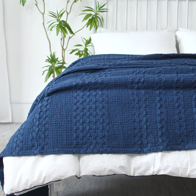 Dark Blue Waffle Muslin Throw Blanket, Gray Bedspreads, Soft, Warm, Plaid, Large, Summer
Dark Blue Waffle Muslin Throw Blanket, Gray Bedspreads, Soft, Warm, Plaid, Large, Summer