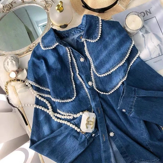 NEW Pearl Lady Casual Denim Shirt Girl Top Cowboy Women Jean Jacket Short Woman Blouse Tops Jeans Out Loose Coat Cool Jazz Cloth
NEW Pearl Lady Casual Denim Shirt Girl Top Cowboy Women Jean Jacket Short Woman Blouse Tops Jeans Out Loose Coat Cool Jazz Cloth