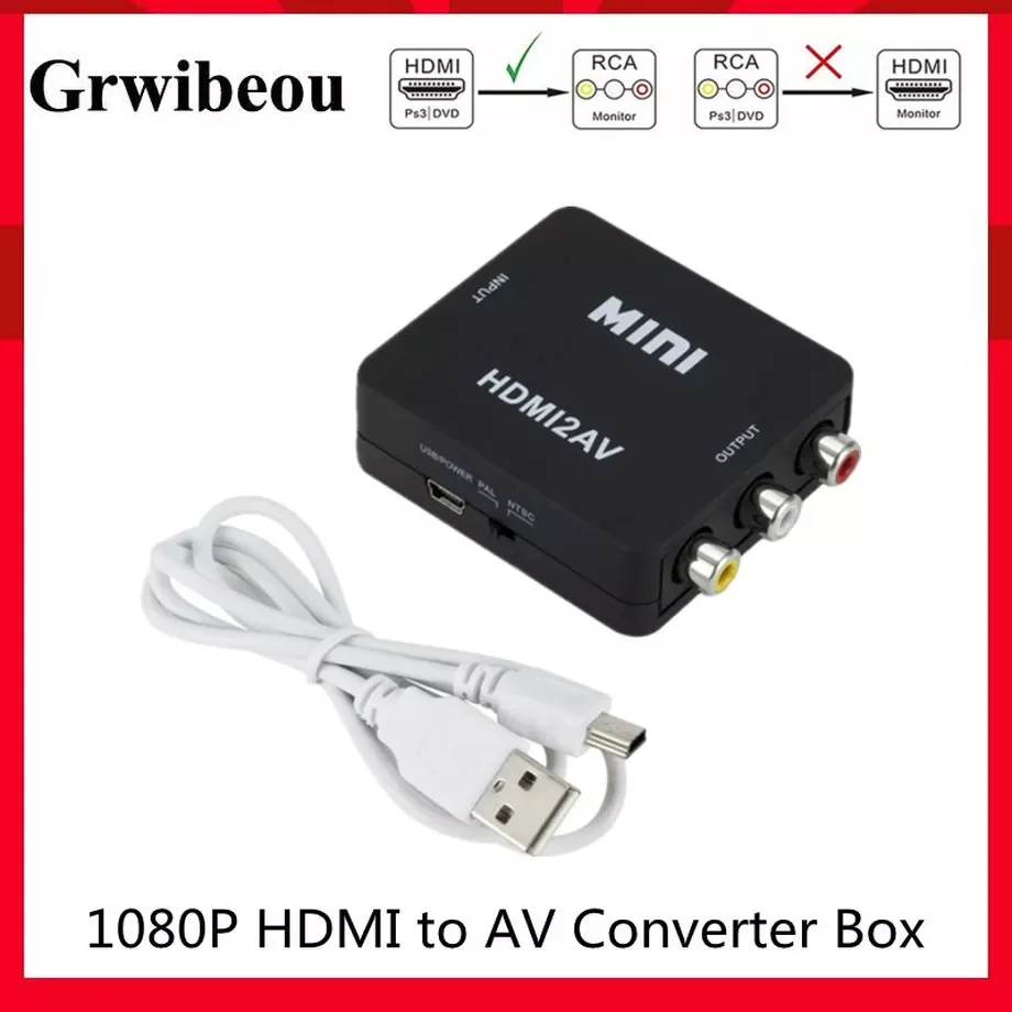 RCA AV/CVSB L/R Video to HDMI-compatible AV Scaler Adapter HD Video Converter Box 1080P Support NTSC PAL
RCA AV/CVSB L/R Video to HDMI-compatible AV Scaler Adapter HD Video Converter Box 1080P Support NTSC PAL
