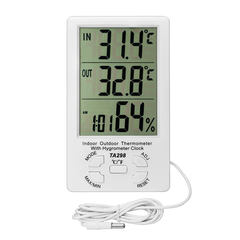 Hygrometer Thermometer Electronic Household Hygrometer KTJ TA298 Large Screen Meter Humidity Outdoor Thermometers
Hygrometer Thermometer Electronic Household Hygrometer KTJ TA298 Large Screen Meter Humidity Outdoor Thermometers