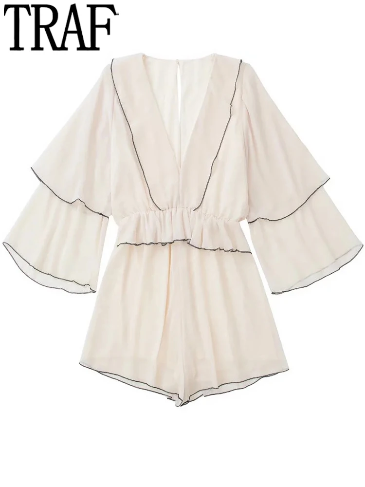 TRAF 2022 Ruffle Short Jumpsuit Women Elegant Chiffon Summer Woman Jumpsuit Holiday Outfits Baggy Combishort Rompers Playsuits
TRAF 2022 Ruffle Short Jumpsuit Women Elegant Chiffon Summer Woman Jumpsuit Holiday Outfits Baggy Combishort Rompers Playsuits
