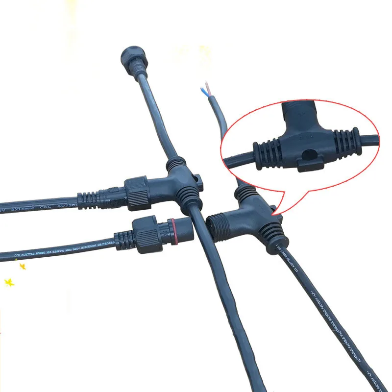 (Smal)T Three-way Waterproof Plug Connector 2-3-4Core Floor Heating Quick Pair Wiring T-type Plug Connector With Extension Cord 
(Smal)T Three-way Waterproof Plug Connector 2-3-4Core Floor Heating Quick Pair Wiring T-type Plug Connector With Extension Cord