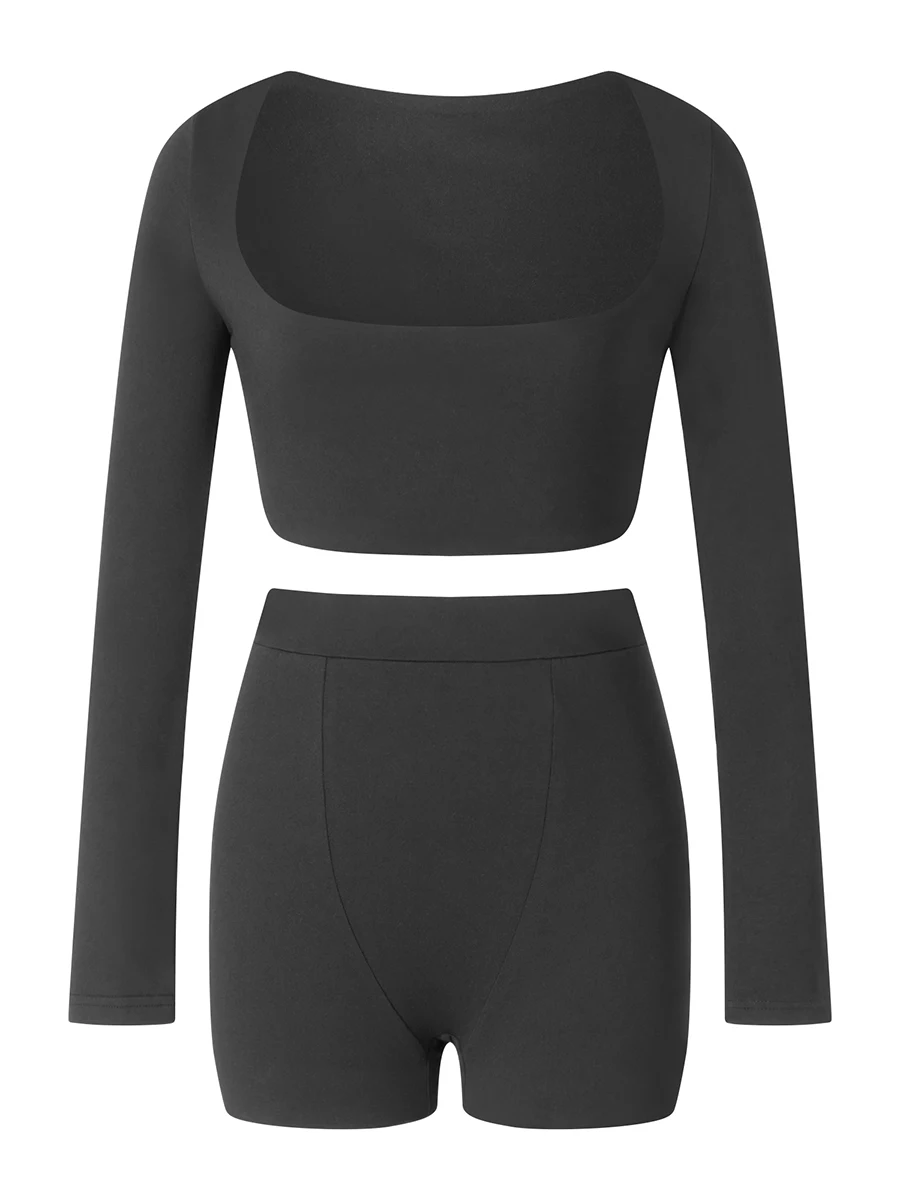 Women Vibe 2 Piece Outfit Long Sleeve Square Neck Slim Fit Crop Top High-Waist Slim Shorts Y2K Vintage Streetwear
Women Vibe 2 Piece Outfit Long Sleeve Square Neck Slim Fit Crop Top High-Waist Slim Shorts Y2K Vintage Streetwear