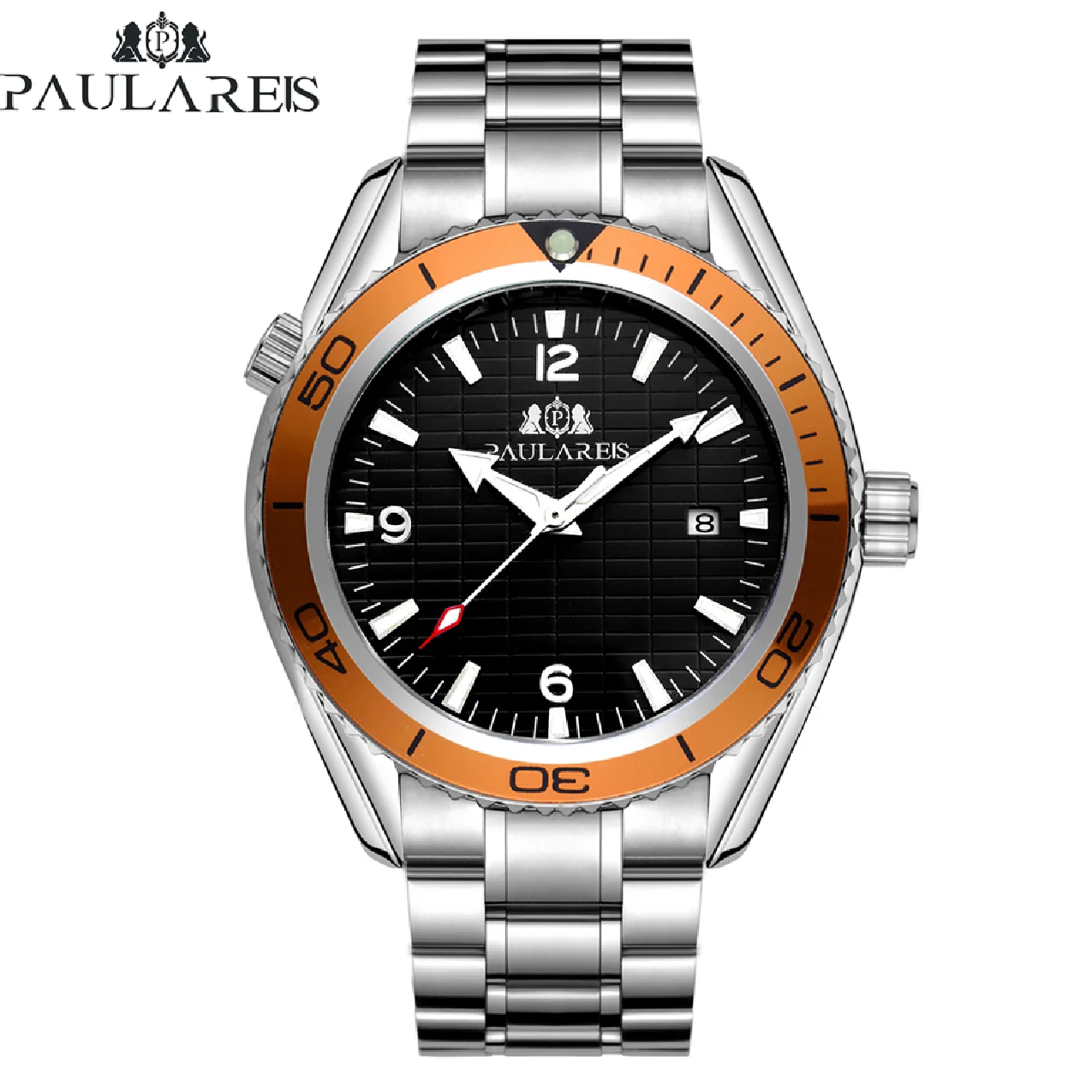 Automatic Self Wind Mechanical Stainless Steel Strap Simple Orange Blue Bezel Date Business Men Watch
Automatic Self Wind Mechanical Stainless Steel Strap Simple Orange Blue Bezel Date Business Men Watch