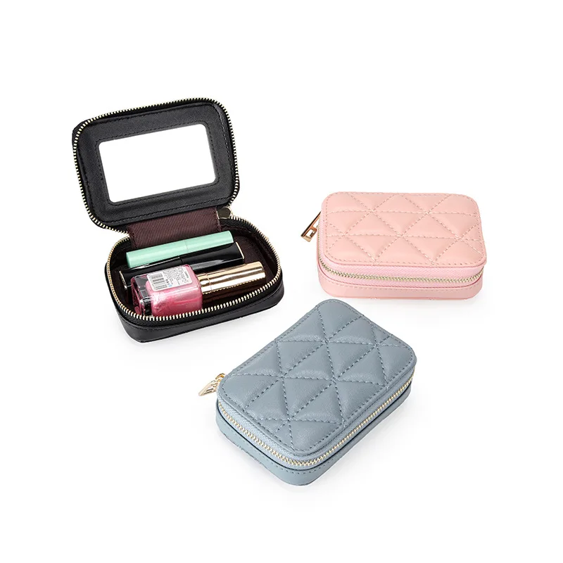Genuine Leather Cosmetic Bag Women Lipstick Storage Organizer Mini Makeup Case With Mirror Portable Pocket Earphone Coin Wallet
Genuine Leather Cosmetic Bag Women Lipstick Storage Organizer Mini Makeup Case With Mirror Portable Pocket Earphone Coin Wallet