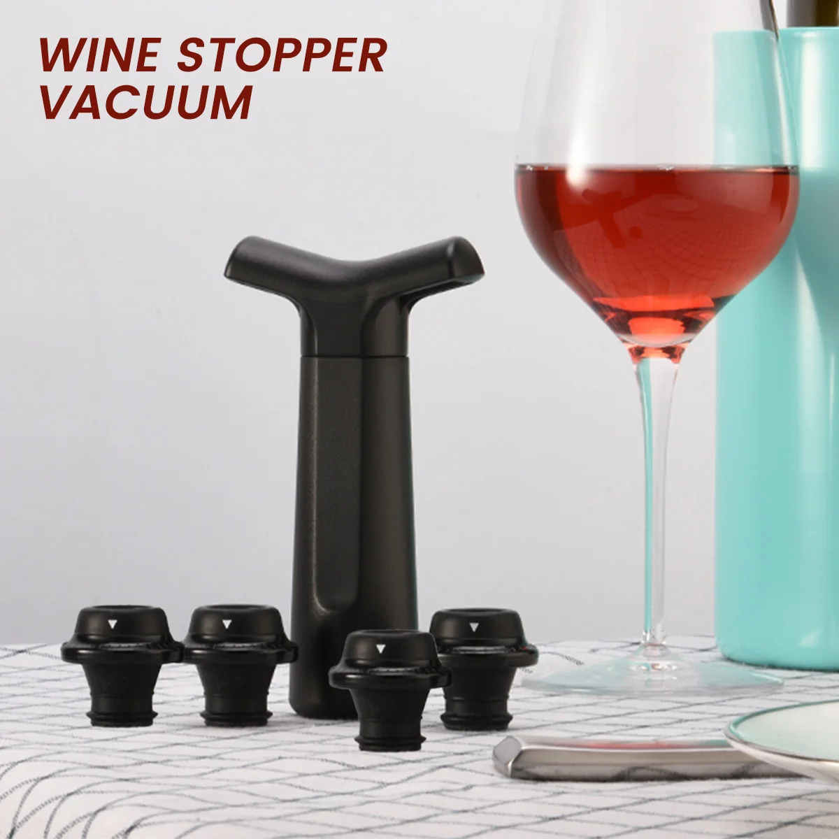 

Wine Saver 1 Vacuum Pump with 4 Vacuum Wine Stopper Wine Preserver with Time Scale Reusable Leakproof Wine Saver Wine Corks to