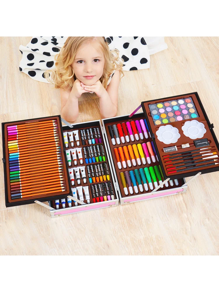 

paintbrush, crayon, painting set, children's and primary school students' learning supplies, painting set, watercolor pen set