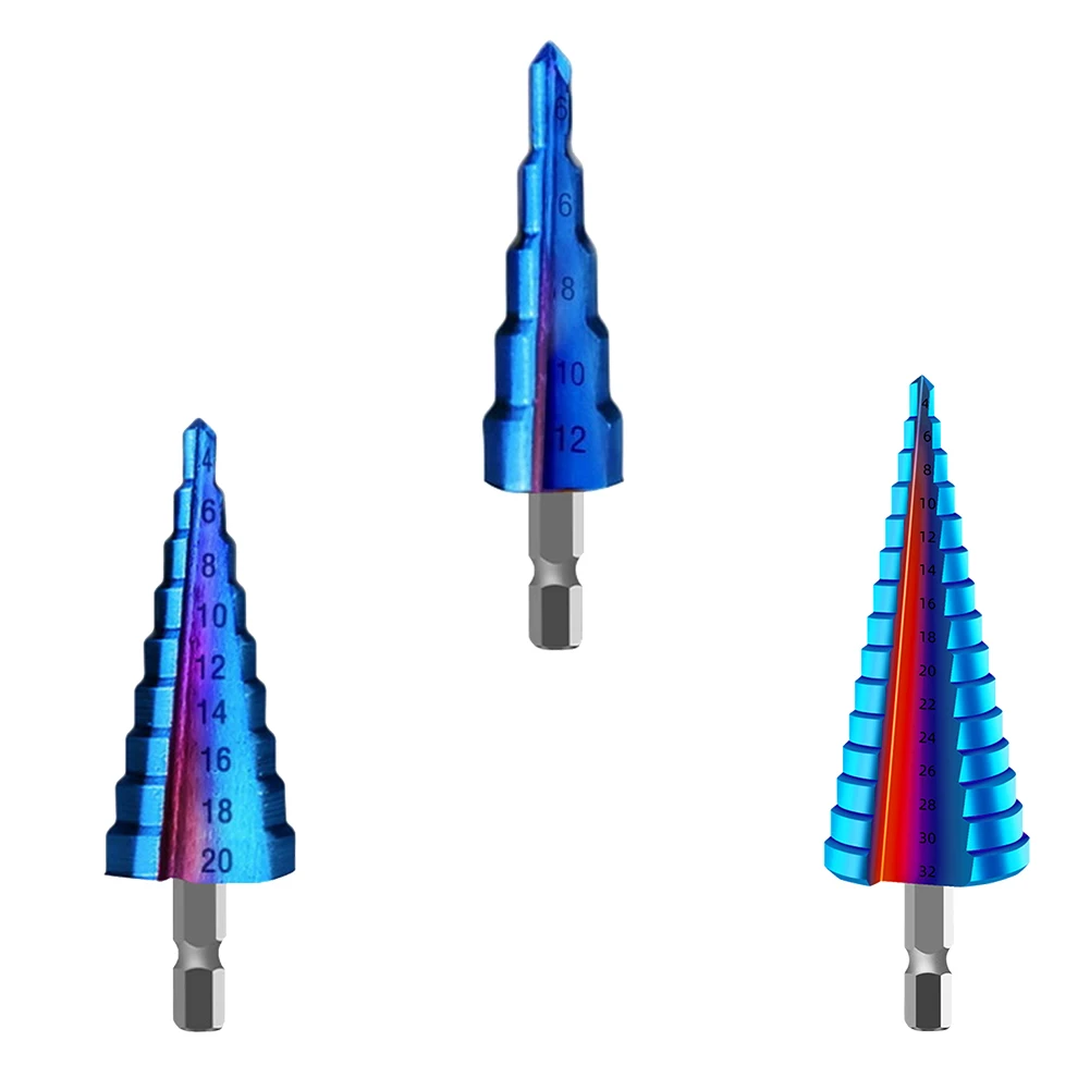 HSS Nano Blue Coated Straight Flute Step Drill Bit High Speed Steel Hole Cutter Cone Drilling Power Tools for Wood Metal
HSS Nano Blue Coated Straight Flute Step Drill Bit High Speed Steel Hole Cutter Cone Drilling Power Tools for Wood Metal