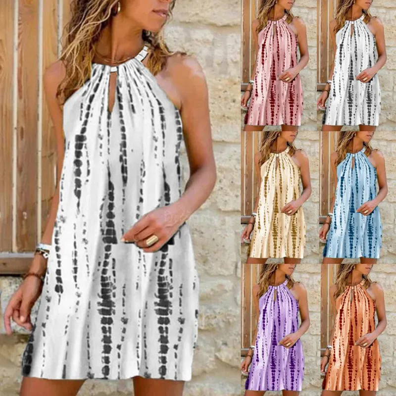 Женское платье без рукавов, с круглым вырезом, в стиле бохо 
Женское платье без рукавов, с круглым вырезом, в стиле бохо